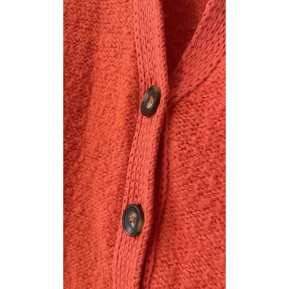 Free People Cardigan Womens Medium Orange Snow Drop Sweater Button Pockets - Picture 3 of 10